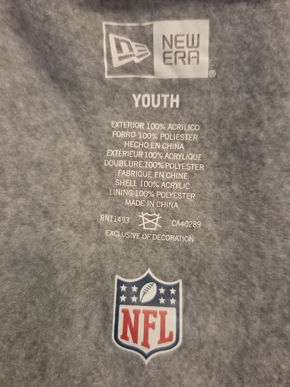 New Era Youth Gray NFL Logo Sweatshirt with Red & Blue Shield
